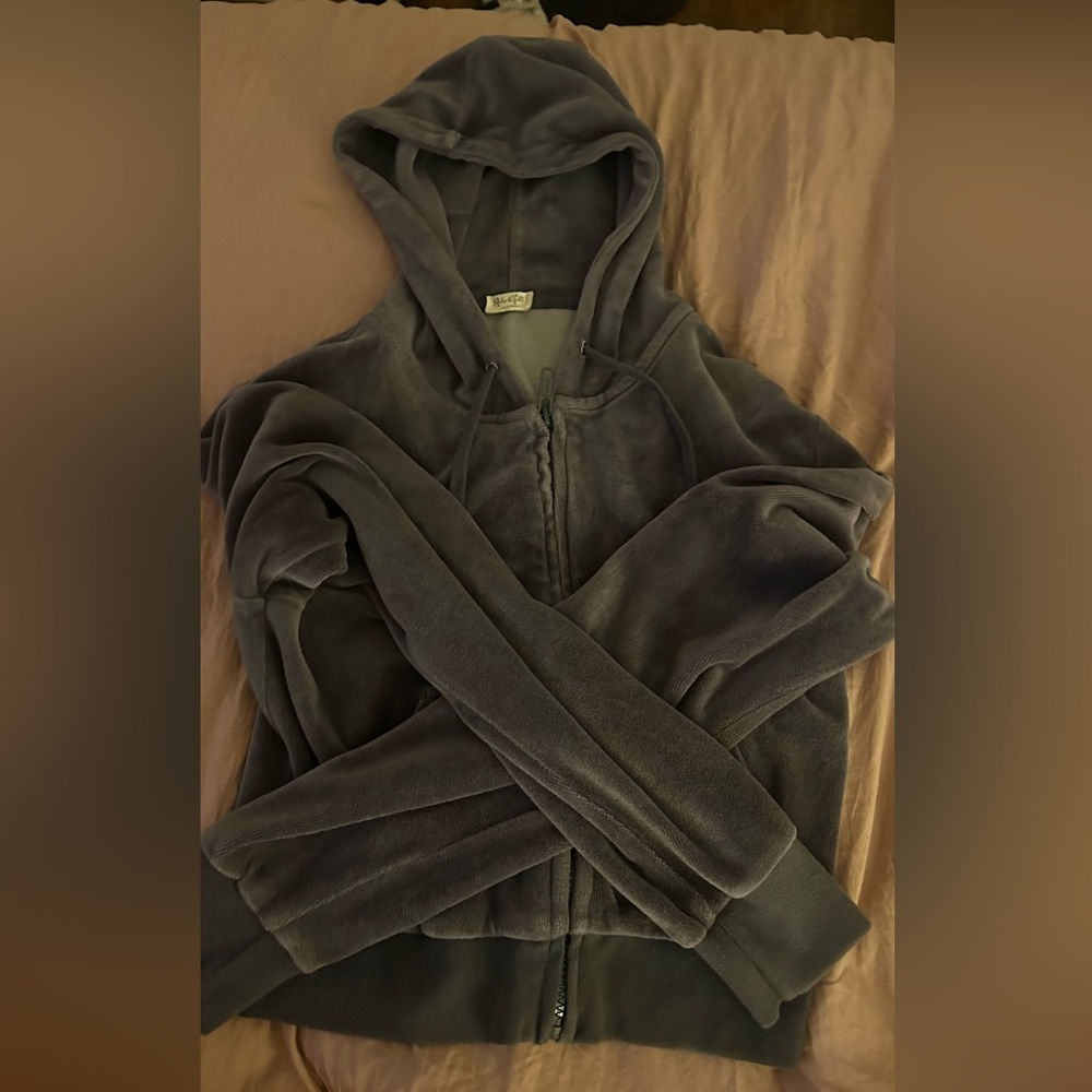 Gray velvet brandy Melville zip up